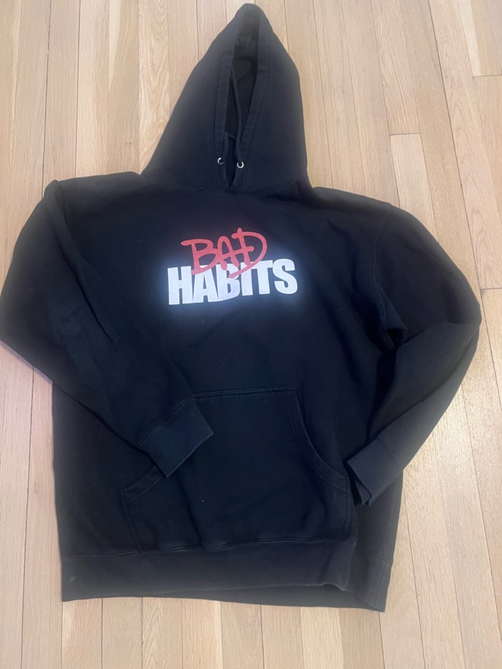 Vlone men’s large “Bad Habits”Graphic Black Hoodie Sweatshirt